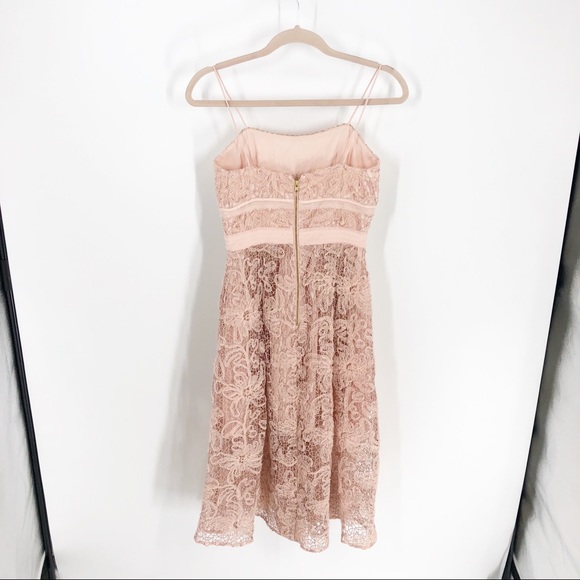 Self Portrait Floral Lace Sleeveless MIDI Cocktail Dress in Blush Sz 4 - Picture 9 of 10